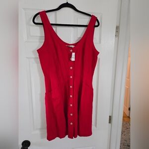 NWT Loft Red Sleeveless Button-Down Dress